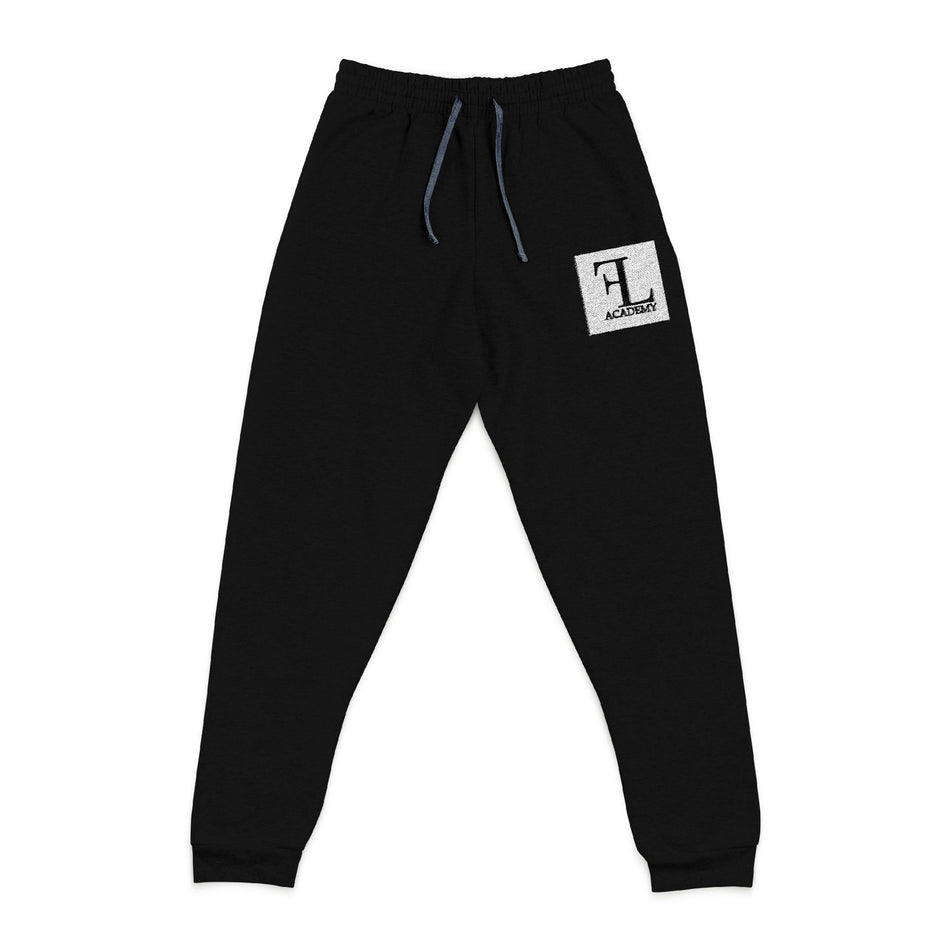 Embroidered Monogram Joggers — Cozy Charcoal Sweatpants with 'H' Patch