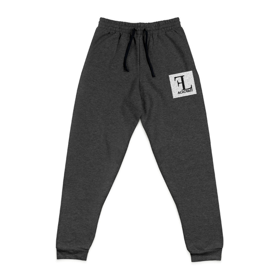 Embroidered Monogram Joggers — Cozy Charcoal Sweatpants with 'H' Patch